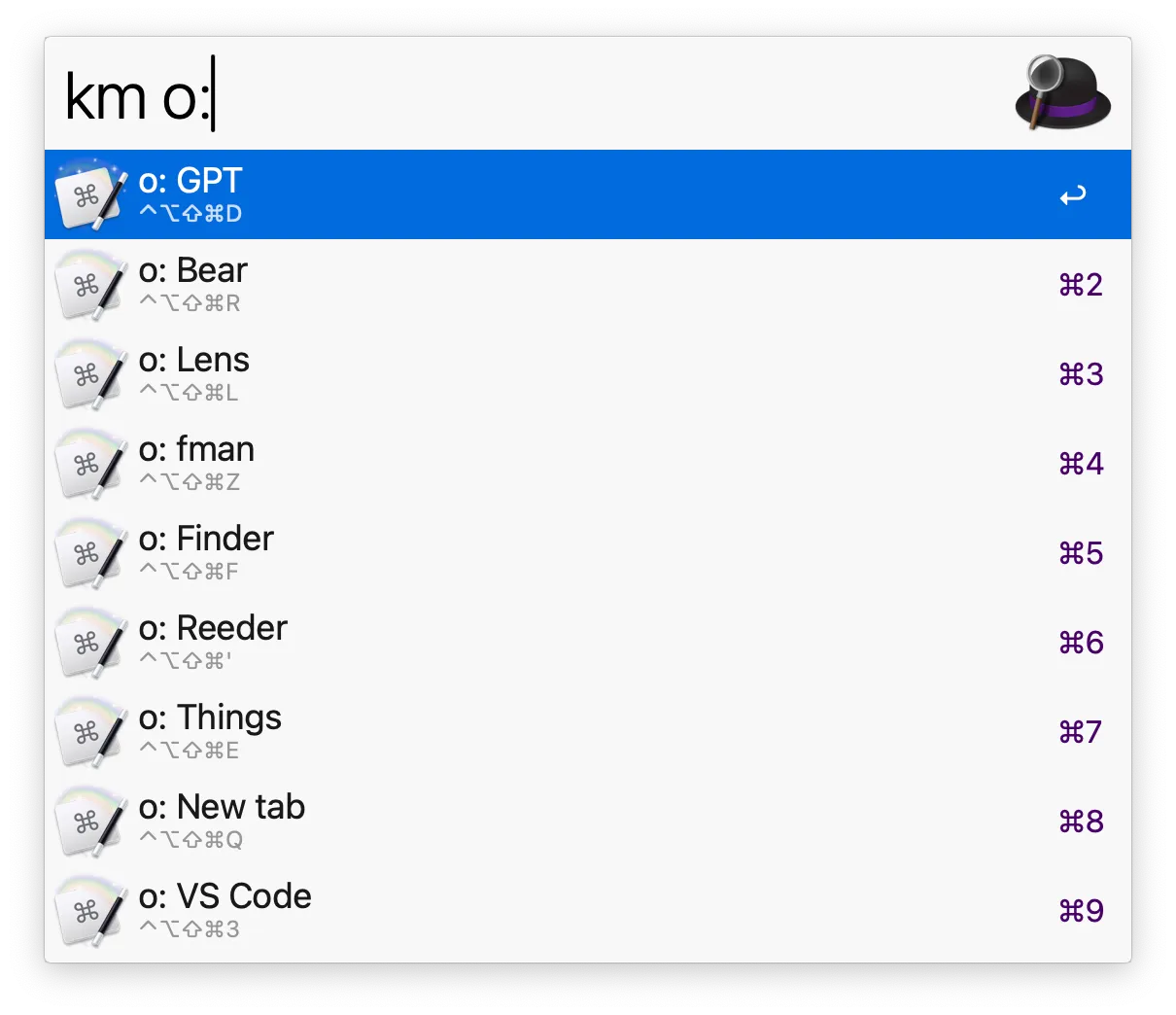 Search Keyboard Maestro macros via Alfred