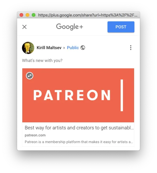 Google+ Stamina share widget