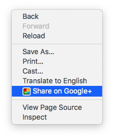 Google+ Stamina context menu