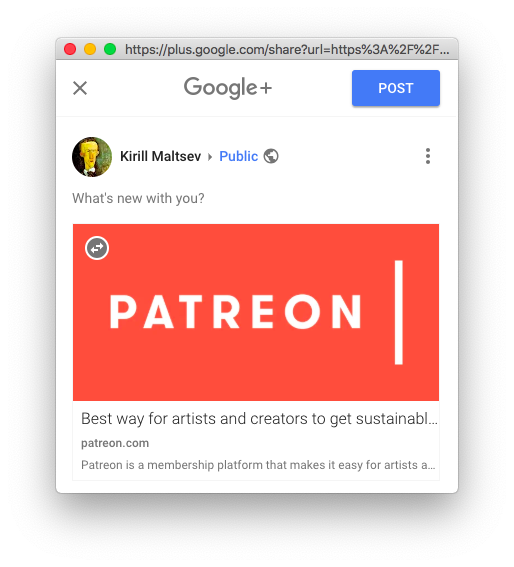 Google+ Stamina share widget