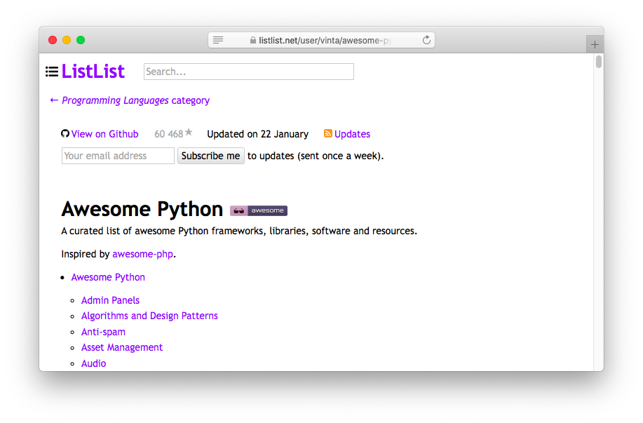ListList Python list page