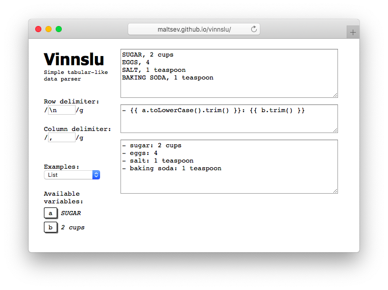Vinnslu main page